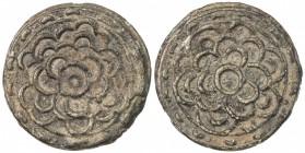 BRUNEI: Anonymous, 18th-19th century, anepigraphic tin pitis (5.39g), SS-36A, flowery pattern both sides, boldly cast, attractive EF, RR, ex Howard Si...