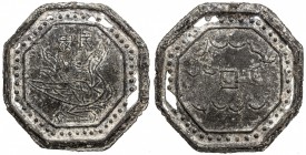 TENASSERIM-PEGU: Anonymous, 17th-18th century, octagonal cast tin large coin (30.39g), Robinson-9 (plate 7.5), 57mm, hintha bird right, on pedestal, 2...