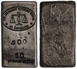 BURMA: AR 10 rupees (143.89g), KM-X17, 18x74mm, THE IRRAWADDY COUNTING HOUSE / AT RANGOON, scales with stars below either side.900 (fineness) stamped ...