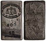BURMA: AR 10 rupees (143.89g), KM-X17, 18x74mm, THE IRRAWADDY COUNTING HOUSE / AT RANGOON, scales with stars below either side.900 (fineness) stamped ...