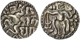 CEYLON (MEDIEVAL): Vijaya Bahu I, ca. 1055-1110, AV kahavanu (4.24g), Mitch-831, king holding conch // standing king with ancillary symbols, choice EF...