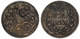 CEYLON: AE token, Pridmore-115, Brunk C-79, bold countermark T C on British East India Company ½ anna of 1835, VF. Various early Ceylon and foreign 19...