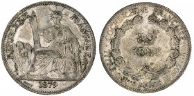 FRENCH COCHINCHINA: AR 50 cents, 1879-A, KM-6, VF.