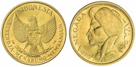 INDONESIA: AV 25 rupiah (14.95g), ND (1952), KM-X1, unofficial issue, National emblem // bust of Prince Dipa Negara, legends in Latin & Jawi script, m...
