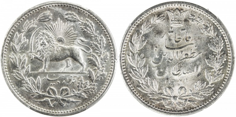 IRAN: Muzaffar al-Din Shah, 1896-1907, AR 5000 dinars, AH1320, KM-976, Dav-288, ...