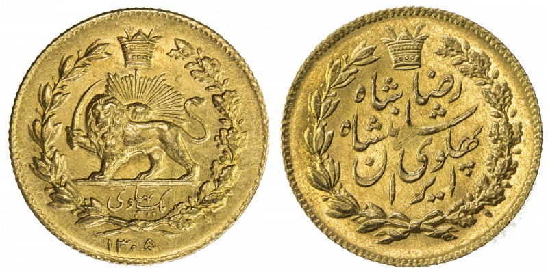 IRAN: Reza Shah, 1924-1941, AV pahlavi (1.88g), SH1305, KM-1111, mintage of 5,00...