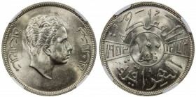 IRAQ: Faisal II, 1939-1958, AR 100 fils, 1953/AH1372, KM-114, NGC graded MS63