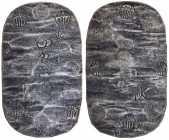 JAPAN: Bunkyu, 1861-1864, AR 4 momme 6 bu (17.19g), Akita, Dewa Province, H-9.91, JSDA-09.72, 40x66mm, struck 1862-63, with official counterstamps kai...