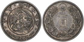 JAPAN: Meiji, 1867-1912, AR yen, year 19 (1886), Y-A25.2, spiral on pearl curls clockwise direction from center, semi-prooflike fields, nicely toned, ...