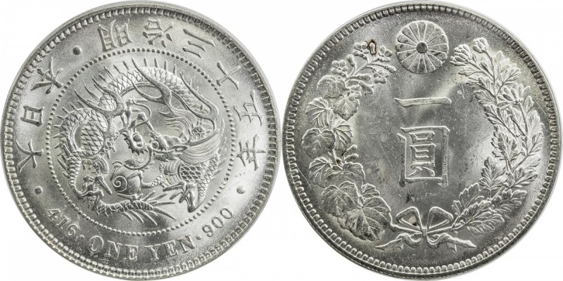 JAPAN: Meiji, 1868-1912, AR yen, year 35 (1902), Y-A25.2, PCGS graded MS63.
