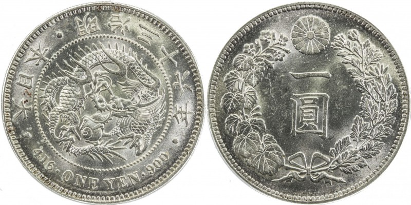 JAPAN: Meiji, 1868-1912, AR yen, year 36 (1903), Y-A25.2, PCGS graded MS63.