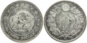 JAPAN: Meiji, 1868-1912, AR trade dollar, year 9 (1876), Y-14, JNDA-01-12, chopmarked, PCGS graded AU details.