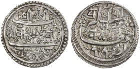 KATHMANDU: Pratap Malla, 1641-1674, AR mohar (5.44g), NS775, KM-164, Rh-260, with the stylized Arabic name jahangir in the reverse margin, lovely VF-E...