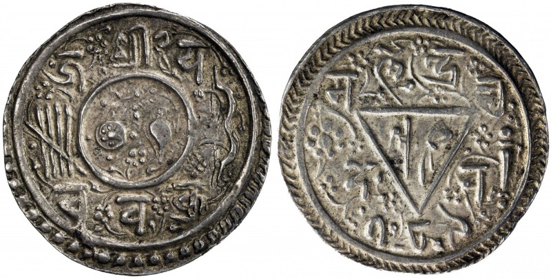 KATHMANDU: Jaya Chakravartendra Malla, 1669, AR mohar (5.50g), NS789, KM-173, Rh...