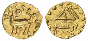 KELANTAN: Anonymous, 17th/18th century, AV kupang (0.61g), SS-57, Malayan barking deer ("Kijang") // Arabic al-'adil, also used in Patani, EF, R, ex H...