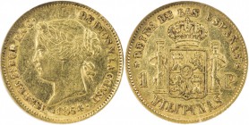 PHILIPPINES: Isabel II, 1833-1868, AV peso, 1864, KM-142, NGC graded AU55.