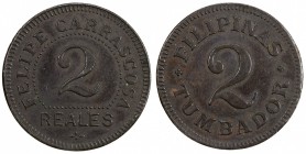 PHILIPPINES: AE 2 reales token, ND (ca late 1800's?), Felipe Carrascosa, Filipinas Tumbador, EF.