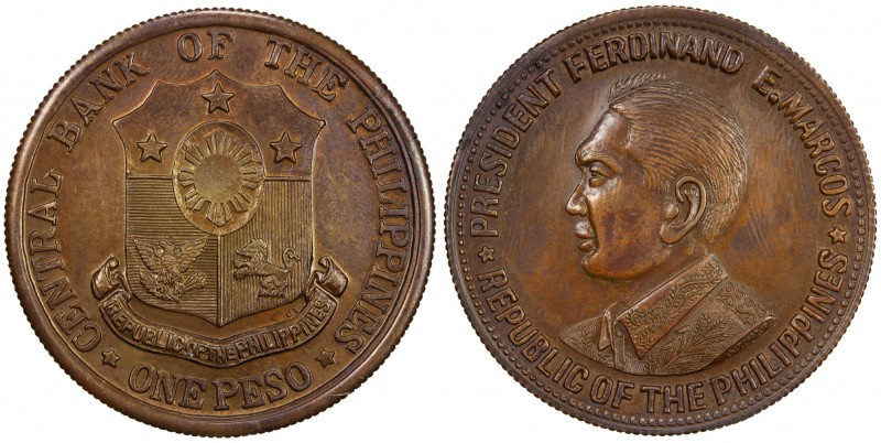 PHILIPPINES: AE peso pattern, ND (ca. 1960's), struck in copper, Ferdinand E. Ma...