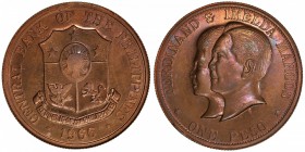 PHILIPPINES: AE peso pattern, 1966, Ferdinand & Imelda Marcos, UNC. A series of private or semi-official patterns were produced between 1966 and 1970....