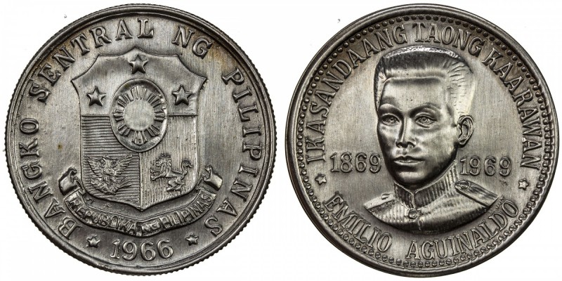 PHILIPPINES: AE peso pattern, 1969, struck in silver or silver-plated copper, Em...