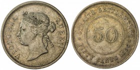 STRAITS SETTLEMENTS: Victoria, 1837-1901, AR 50 cents, 1896, KM-13, pleasing appearance, VF.