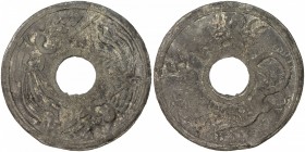 NAKHON SI THAMMARAT: tin/lead token (7.60g), dragon & phoenix motifs on both sides, Fine, RR. At the end of the 19th century, the Nakhon Si Thammarat ...