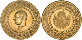 TURKEY: AV 500 kurush monnaie de luxe (35.05g), 1966, KM-874, head of Kemal Ataturk // ornate monogram, scarce date, mintage of just 1985 pieces, AGW ...