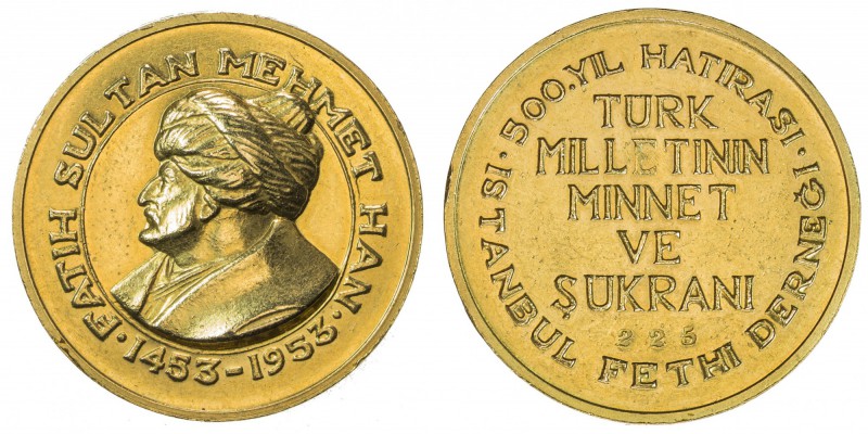 TURKEY: Republic, AV medal (16.00g), 1953, 27mm, 500th Anniversary of the Conque...