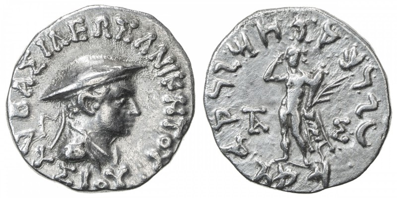INDO-GREEK: Lysias, ca. 130-125 BC, AR drachm (2.42g), Bop-7A, diademed bust of ...