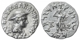 INDO-GREEK: Lysias, ca. 130-125 BC, AR drachm (2.42g), Bop-7A, diademed bust of the king, weaing kausia // Herakles standing, holding lion's skin and ...