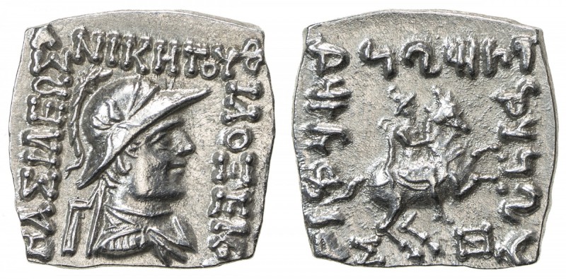 INDO-GREEK: Philoxenos, ca. 100-95 BC, AR square drachm (2.37g), Bop-6C, king's ...