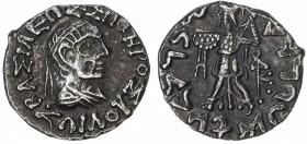 INDO-GREEK: Zoilos II, ca, 55-35 BC, AR drachm (2.28g), Bop-1A, diademed king's bust // Athena Alkidemos, wonderful strike, EF.