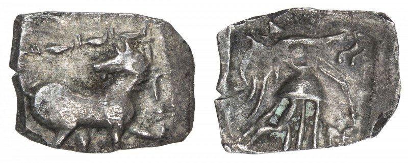 INDO-SCYTHIAN: Anonymous, ca. 110-100 BC, AR square hemidrachm (0.66g), Mitch-21...