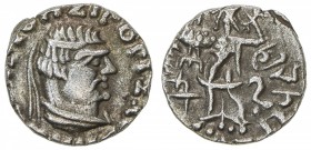 INDO-SCYTHIAN SATRAPS: Rajuvula, ca. 25-15 BC, AR drachm (2.38g), Senior-151.20D, diademed and draped bust right // Athena Alkidemos standing left, ch...