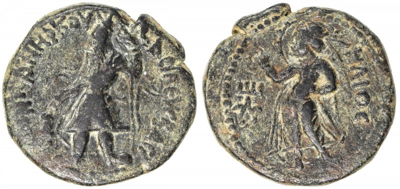 KUSHAN: Kanishka I, ca. 127-147, AE ½ unit (8.47g), Mitch-3065/69, king standing...
