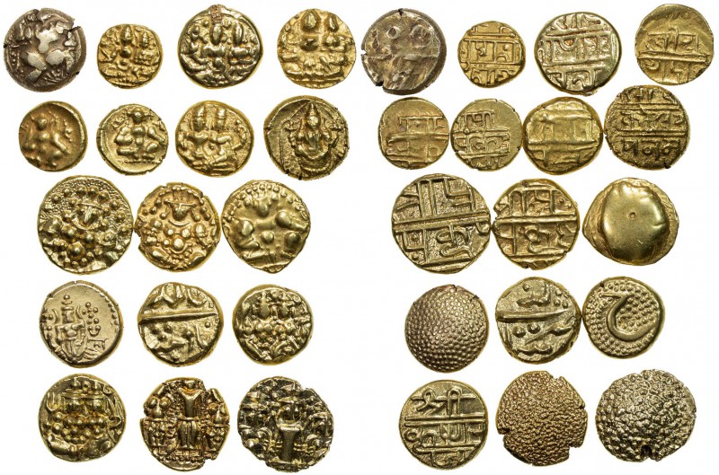 SOUTH INDIA:LOT of 17 gold pagodas & half pagodas: Chalukya: pagoda (Mit-283/85,...