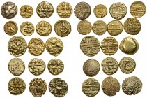 SOUTH INDIA:LOT of 17 gold pagodas & half pagodas: Chalukya: pagoda (Mit-283/85, VF); Vijayanagar: Hari Hara: ½ pagoda (AU); Devaraya I & II: pagoda (...