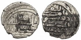 HABBARIDS OF SIND: 'Isa, AR damma (0.33g), A-E1500, citing 'Isa both in the obverse center and below the reverse field, F-VF, RR.