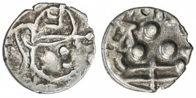 CHACH BRANCH AT MULTAN: Sri Tapanasa, before 712, AR damma (0.65g), Mitch-MNI-269/75, crowned bust right // three pellets, sri tapanasa around; the na...