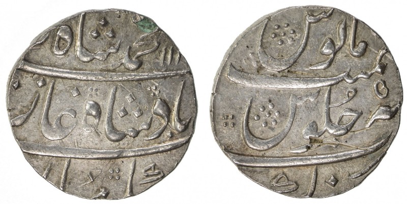 MUGHAL: Muhammad Shah, 1719-1748, AR rupee (11.68g), Junagadh, AH116x year 5, KM...