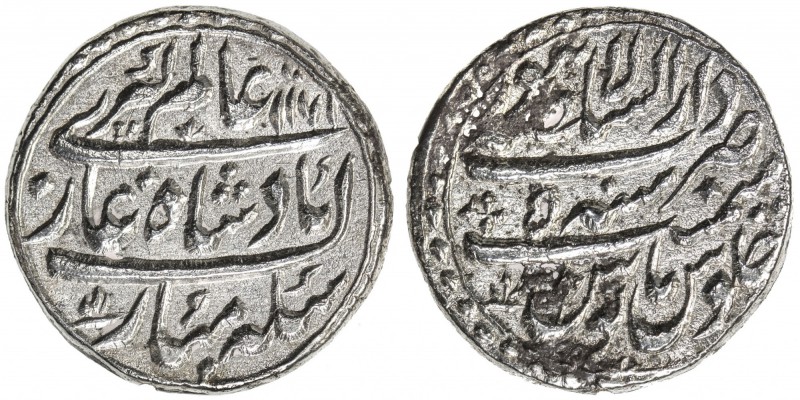 MUGHAL: Alamgir II, 1754-1759, AR rupee (10.99g), Lahore, AH1171 year 5, KM-460....