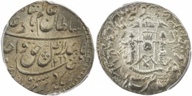 AWADH: Wajid Ali Shah, 1847-1858, AR rupee, Lucknow, AH1269 year 6, KM-365.3, lovely toning, lustrous, a superb example! PCGS graded MS66.