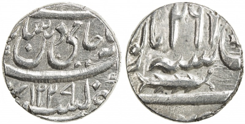 AWADH: Brijis Qadr, 1857-1859, AR rupee (11.16g), Subah, AH"1229", KM-386, choic...