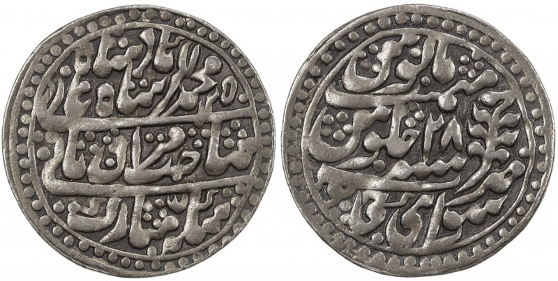 JAIPUR: AR nazarana rupee (11.26g), Sawai Jaipur, AH1250 year 28, KM-73, in the ...