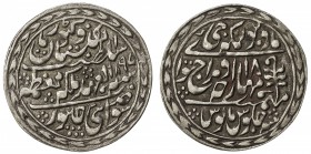 JAIPUR: Madho Singh II, 1880-1922, AR nazarana rupee (11.37g), Sawai Jaipur, 1897 year 18, KM-147, scrace date, EF.