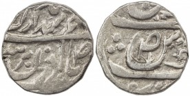JIND: Gajpat Singh, 1763-1789, AR rupee (10.99g), "Sahrind", ND, KM-1, SS-271, Temple-15, with flower within the S of jalus and the triplet of large d...