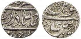 KAITHAL: Lal Singh, 1781-1819, AR rupee (10.96g), "Sahrind", ND, KM-10, SS-291, 7-petal rosette in the N of bichun on the obverse, 4 pellets between t...