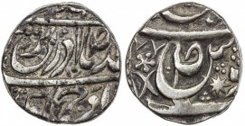 NABHA: Hamir Singh, 1755-1783, AR rupee (11.05g), "Sahrind", AH[11]77, KM-20.2, SS-252, early state symbol to the left, a 5-petal flower above a stem,...