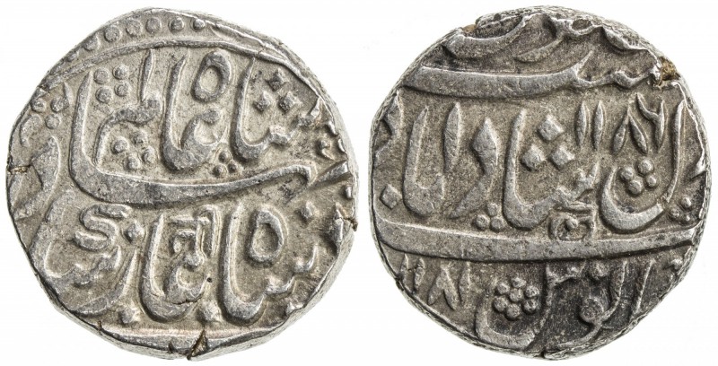 NARAYANPETT: AR rupee (11.16g), Dilshadabad, AH1181 & 1186, Cr-40, in the name o...