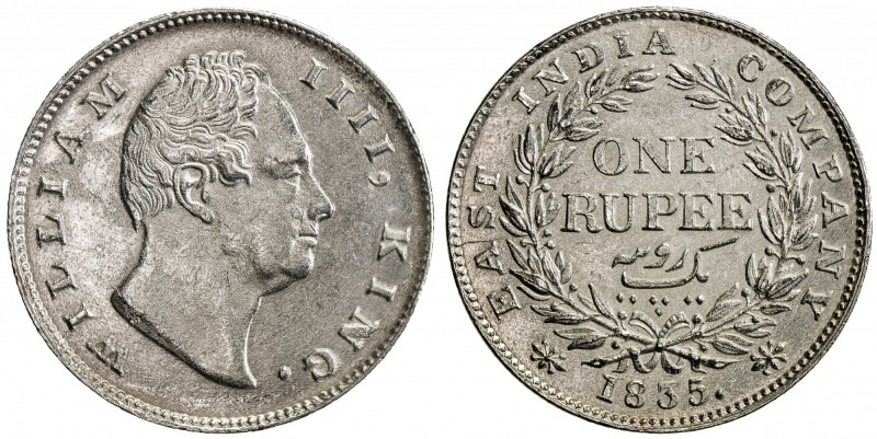BRITISH INDIA: William IV, 1830-1837, AR rupee, 1835(c), KM-450.3, East India Co...